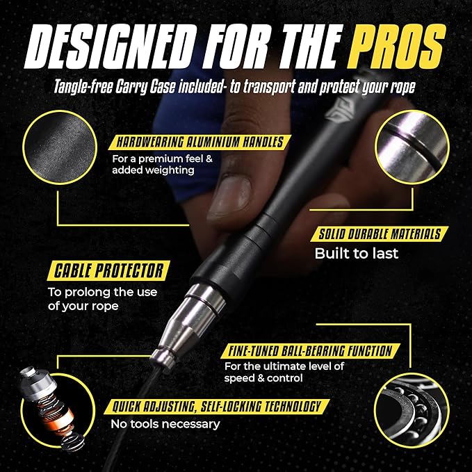 Titan Armour® Speed Rope - Professional Self-Locking & Adjustable, Adult Speed Jump Rope | 2 x Steel Ropes, Cable Protector & Travel Case | Jump Rope Crossfit, Boxing, Fitness MMA for Men & Women