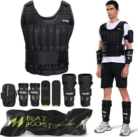 Weighted Vest Men 20lb/30lb/40lb/50lb/60lb Adjustable Weight Vest with Steel Plates Weights for Walking Strength Training Running Workout