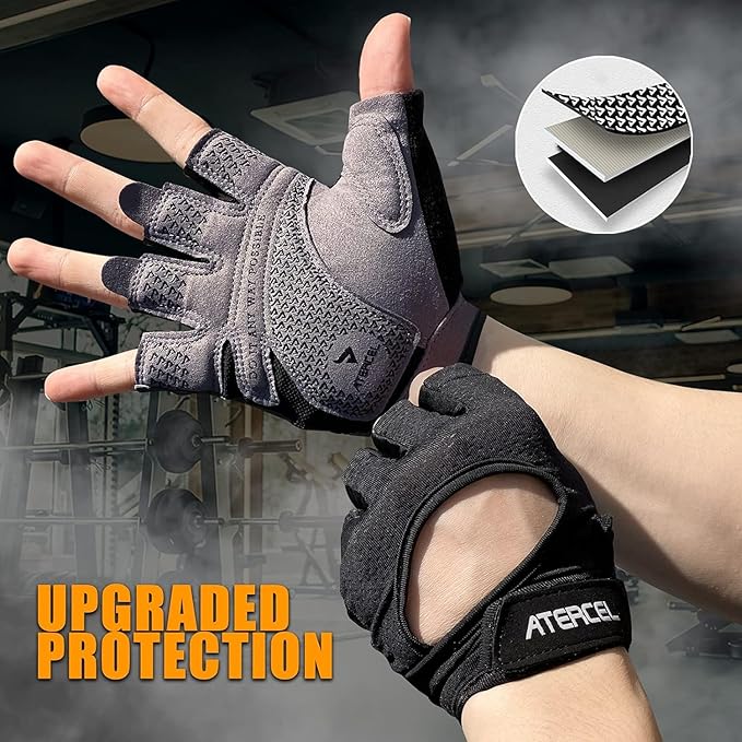 ATERCEL Weight Lifting Gloves Full Palm Protection, Workout Gloves for Gym, Cycling, Exercise, Breathable, Super Lightweight for Mens and Women