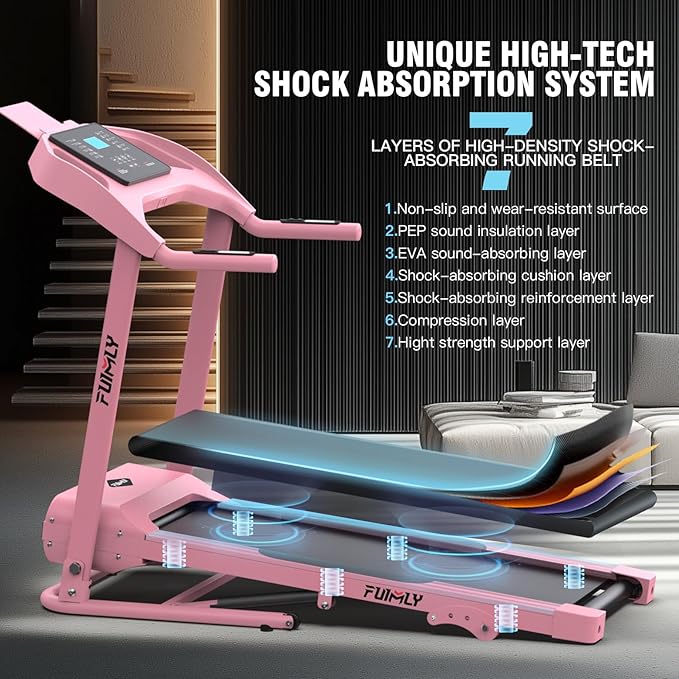 Incline Treadmill Foldable, Smart Portable Treadmills for Home with Body Fat Measurement & Heart Rate Sensor, 3.5HP Heavy Duty Folding Treadmill 400 LB Capacity with Silent Shock Absorption