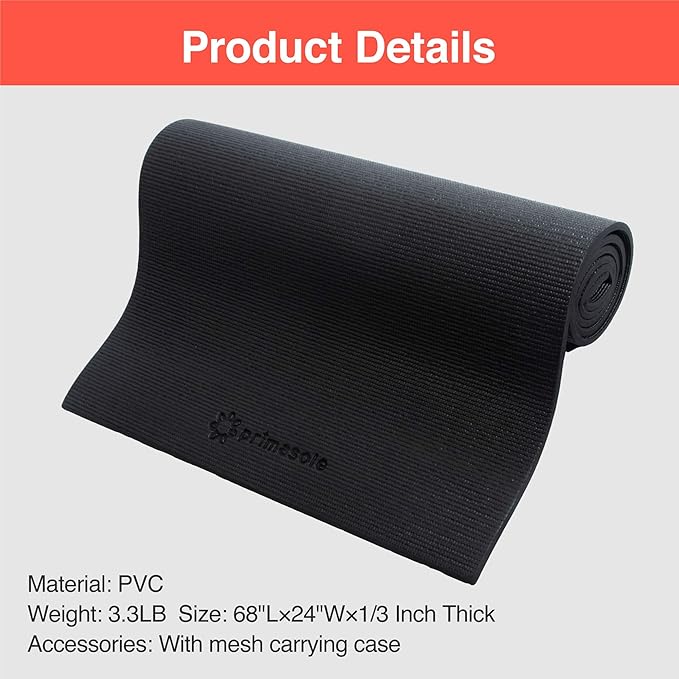 Yoga Mat with Carry Strap for Yoga Pilates Fitness and Floor Workout at Home and Gym Non-slip 9 colors