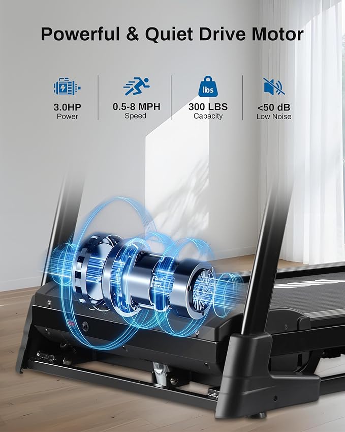 Incline Treadmill, Treadmill with 15% Auto Incline, 3.0HP, 300 lbs Capacity, Bluetooth APP, Shock Absorbing Design for Home Use
