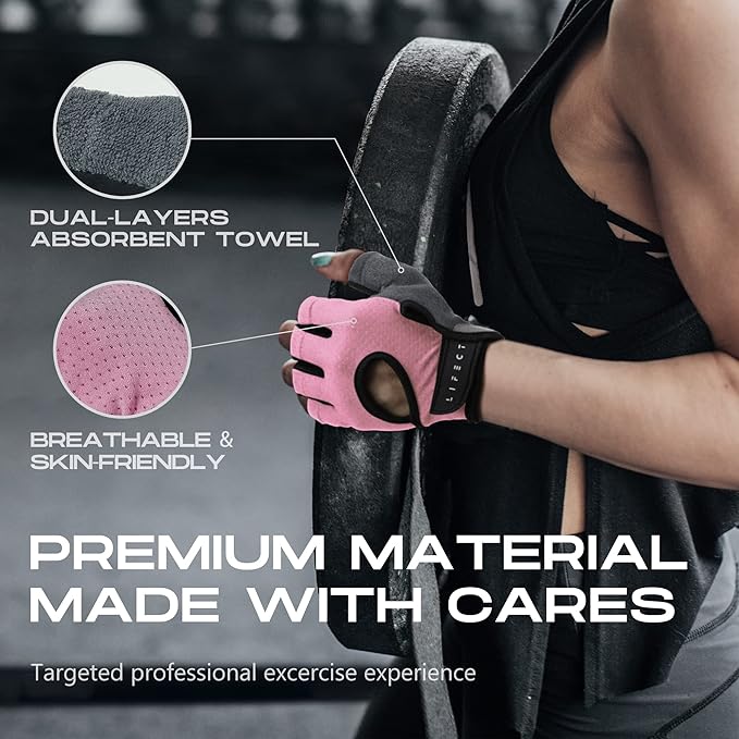 LIFECT Essential Breathable Workout Gloves, Weight Lifting Fingerless Gym Exercise Gloves with Curved Open Back, for Powerlifting, Women and Men