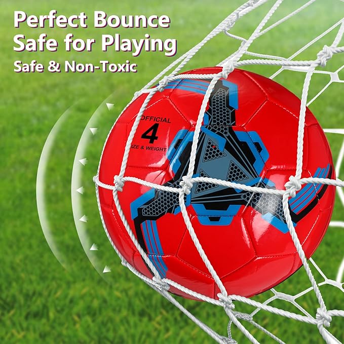 Deekin 6 Pcs Soccer Ball Bulk with Pump Size 5/4/3 Soccer Ball for Indoor Outdoor Sport Practice Competition Sport Training Accessories for Youth Adults