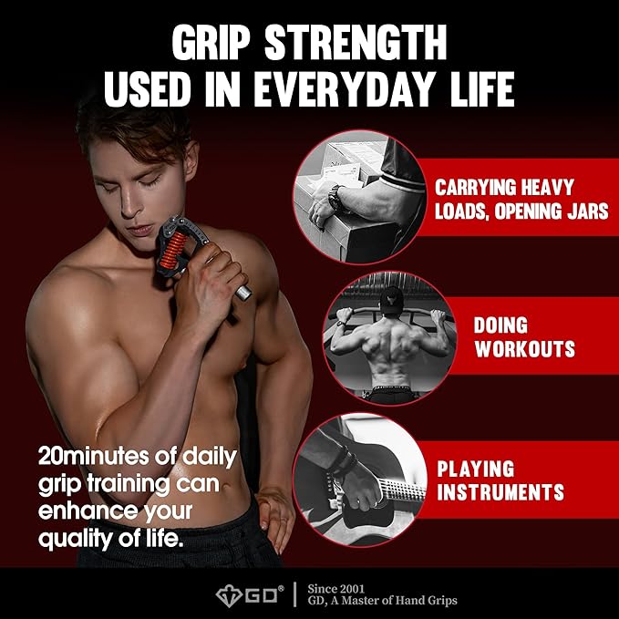 GD IRON GRIP Grip Strength Trainer Adjustable Hand Gripper Strengthener Hand Grip Exerciser Wrist Strengtheners Silent & Durable – Forearm, Finger & Hand Strength Training for Athletes, Climbers & Rehabilitation