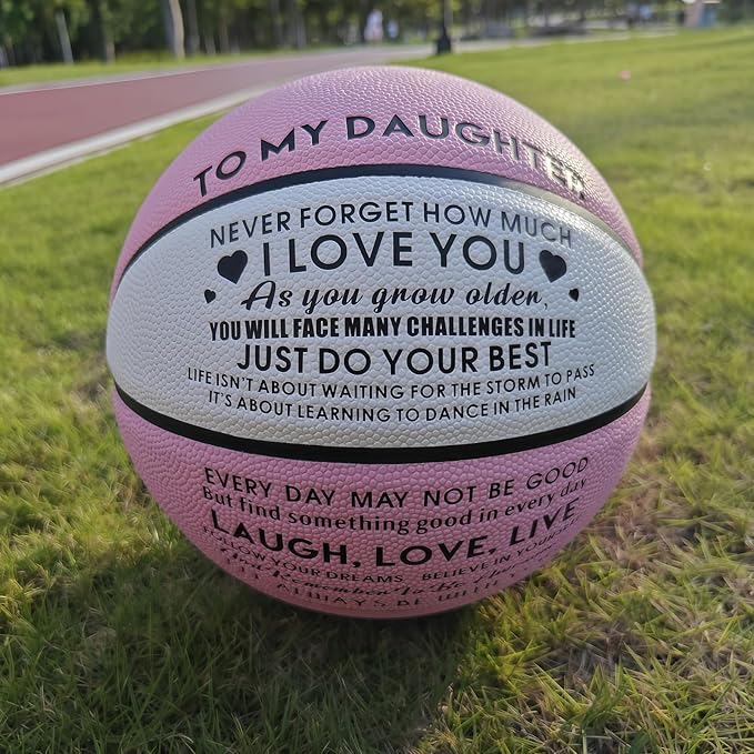 Engraved Indoor Outdoor Basketball Gift for Son, Grandson, Daughter- Personalized Basketball Gifts, Custom Christmas Birthday Graduation Present from Mom Dad,Orange Blue Pink.