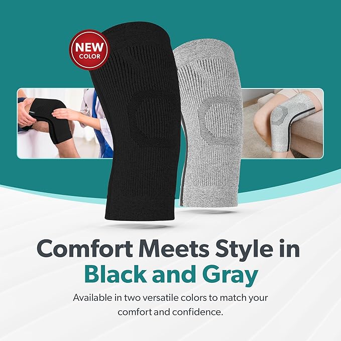 BraceAbility Knee Compression Sleeve - Knit Knee Pain Brace for Men or Women, Arthritis Relief, Meniscus Tear, Running, Workout, Sports, Swelling, Athletic Support for Joint Stability (XL/2XL Gray)