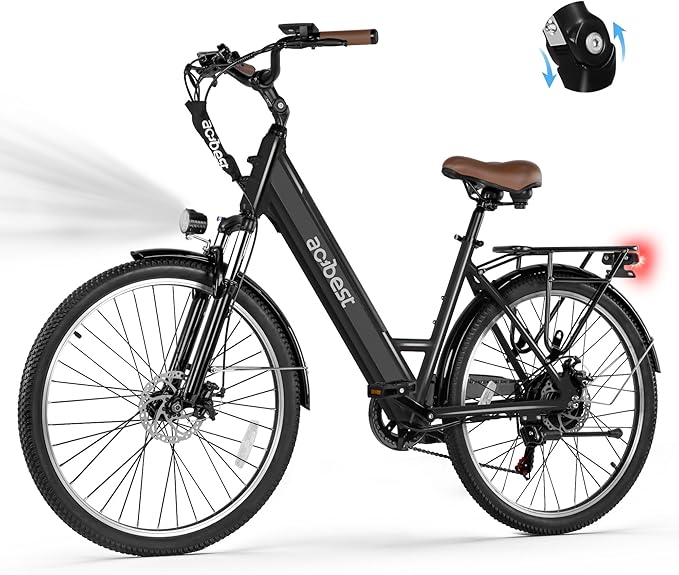 Cores Electric Bike for Adults, 26" Electric Commuter Bike with 1200W Peak Motor, 28MPH 70 Miles Max, 48V 576Wh Removable Battery, 7-Speed City Cruiser Mountain E Bike for Commuting