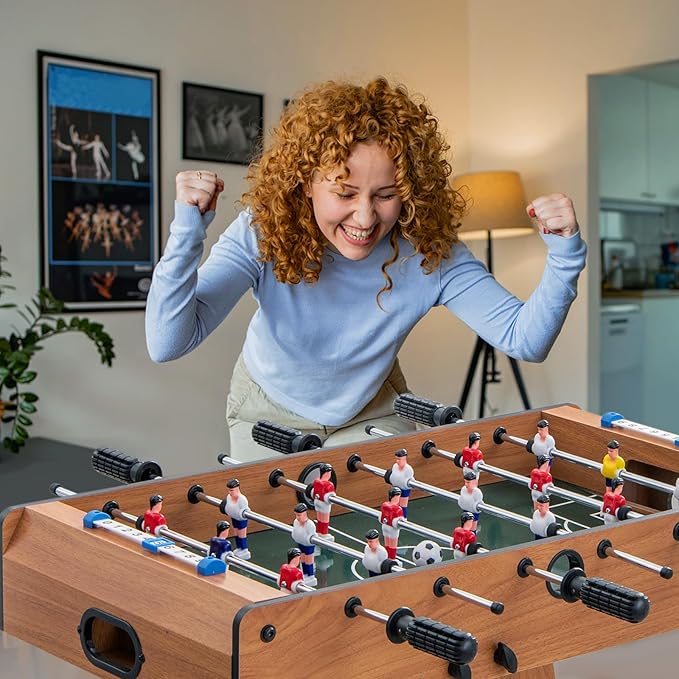 Giantex 27in Folding Foosball Table with 2 Mini Footballs, Score Keepers - ASTM Certified for Indoor Recreation, Great for Family Game Nights and Parties