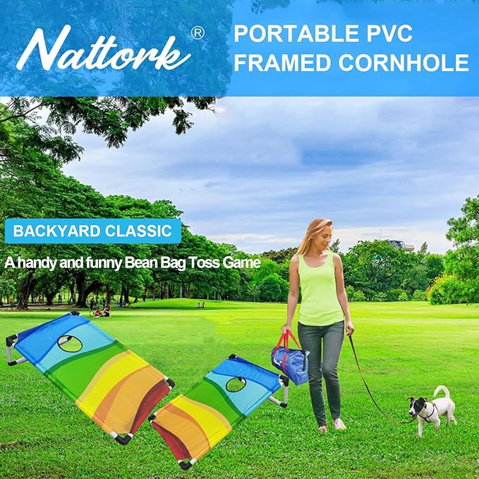 Portable Cornhole Set with 2 Collapsible Cornhole Boards, 8 Cornhole Bean Bags and Carrying Case for Yard Toss Game, Indoor Outdoor Camping Games for Adults Family (3 x 2-feet)