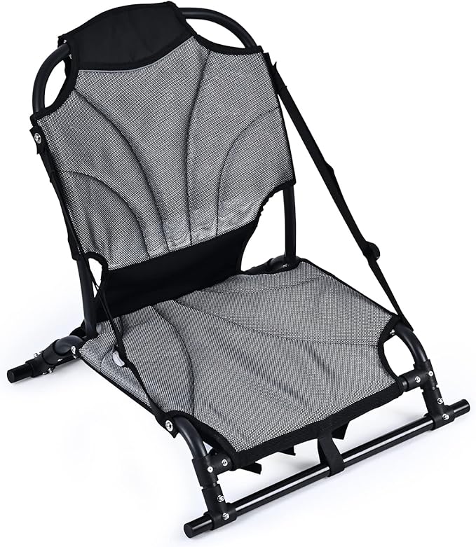 Kayak Seats with Back Support, Aluminum Alloy Folding Kayak Seat, Breathable Textile Mesh Fabric Material, Adjustable Universal Paddle Board Seat for Fishing, Inflatable Kayaks, Sup, Canoe