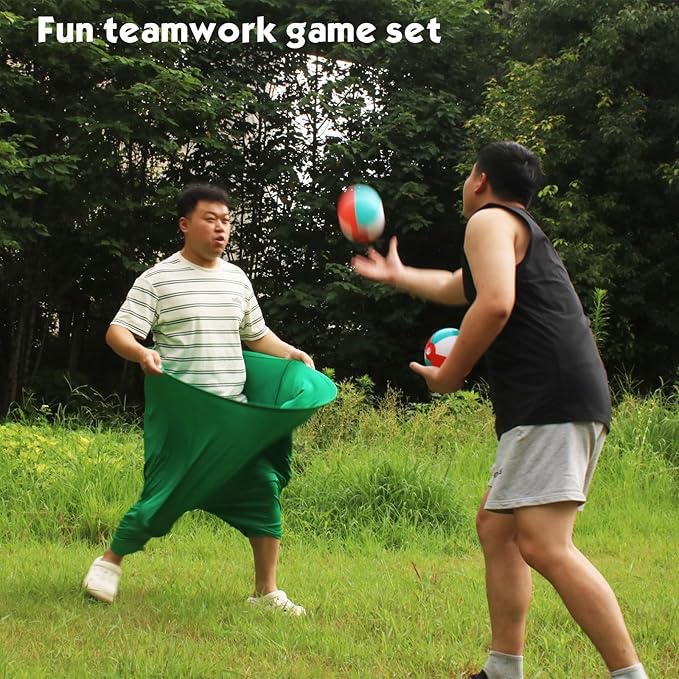 Granny Pants Yard Game Set - Peculiar Outdoor Game Granny Pants with 3 Bouncy Balls, 2 Marker Cones & Air Pump, Perfect for Family Reunion Games, Backyard Gatherings & Team Games