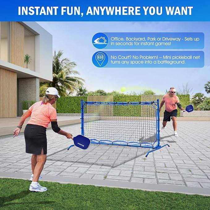 Pickleball Practice Rebounder Net for Dink Volley Solo Training Equipment, 7.9FT or 6FT 2in1 Mini Pickleball Net Portable Trainer for Outdoor Driveway Backyard Indoor Garage, Easy Setup & Storage