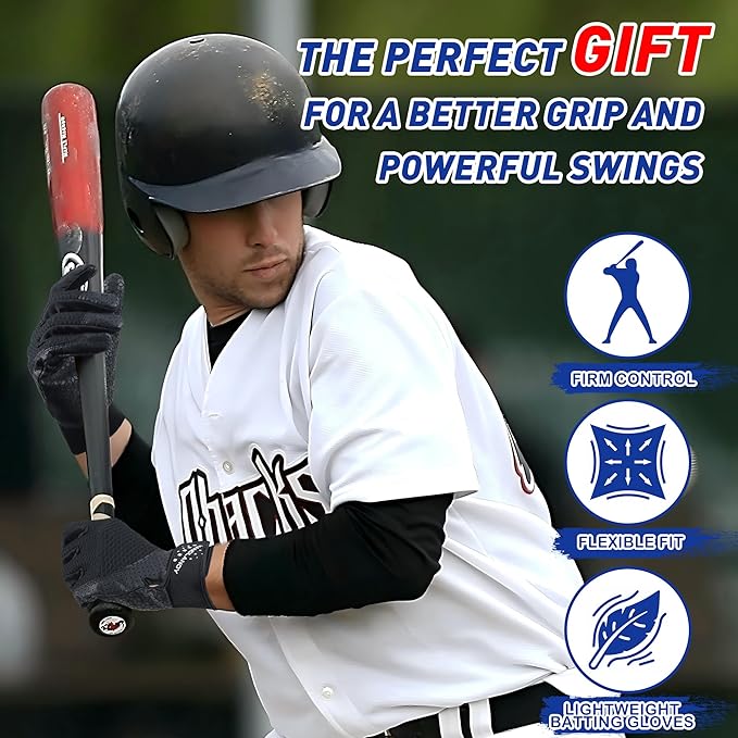 HLDD HANDLANDY Batting Gloves – Durable Grip, Breathable Baseball Softball Gloves for Adults Youth Kids – Gift for Players