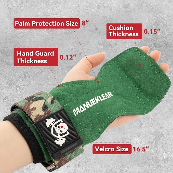 MANUEKLEAR Gym Straps Weight Lifting, Double Leather Lifting Straps for Men Deadlift with Cushion Wrist Loop, Gym Lifting Wrist Wraps for Weightlifting