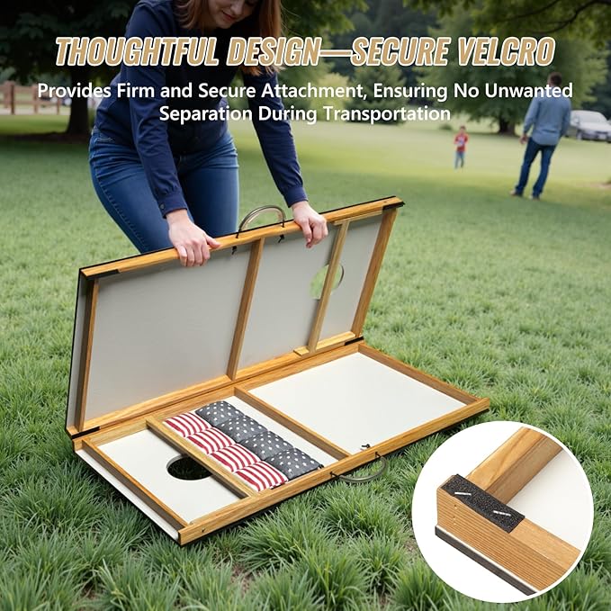 Cornhole Board Set,Corn Hole Games for Adults Outdoor,2X4FT Solid Wood Regulation Cornhole Boards with 8 Cornhole Beans Bags & Carry Case