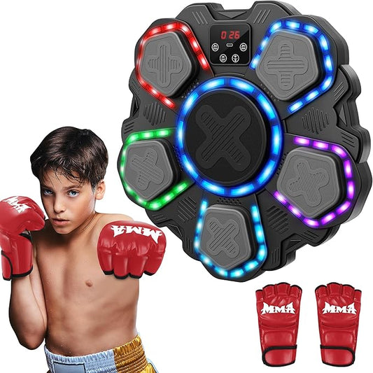 Music Boxing Machine with Force Measuring, Wall Mounted Bluetooth Punching Boxing Pad with Boxing Gloves,Home Gym Boxing Equipment Stress Relief, Sport Toys Gifts for Kids Adult Men Boy Girl, Age14-99