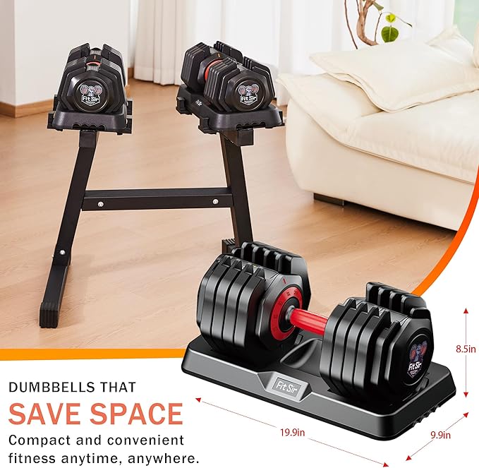 Adjustable Dumbbell Set 25/55/90LBS,10 in 1 Free Weights Dumbbell with Anti-Slip Texture Handle,1 Sec Speed Adjustment Men/Women Gym and Home Strength Training Equipment.