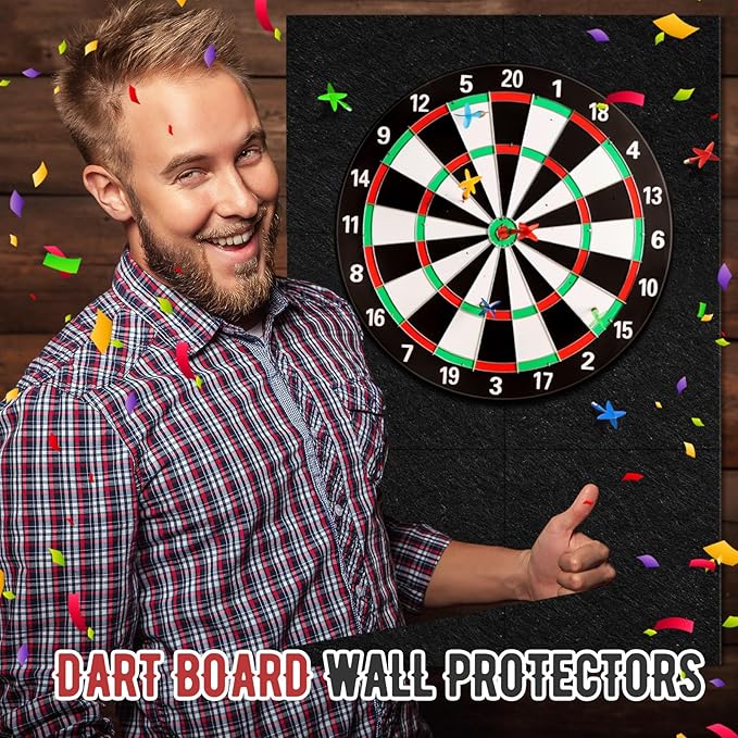 Extended Length Dart Board Surround Wall Protectors Fit 17.75'' and 18'' Dartboard Dart Backboard Felt Wall with Removable Adhesive Tabs
