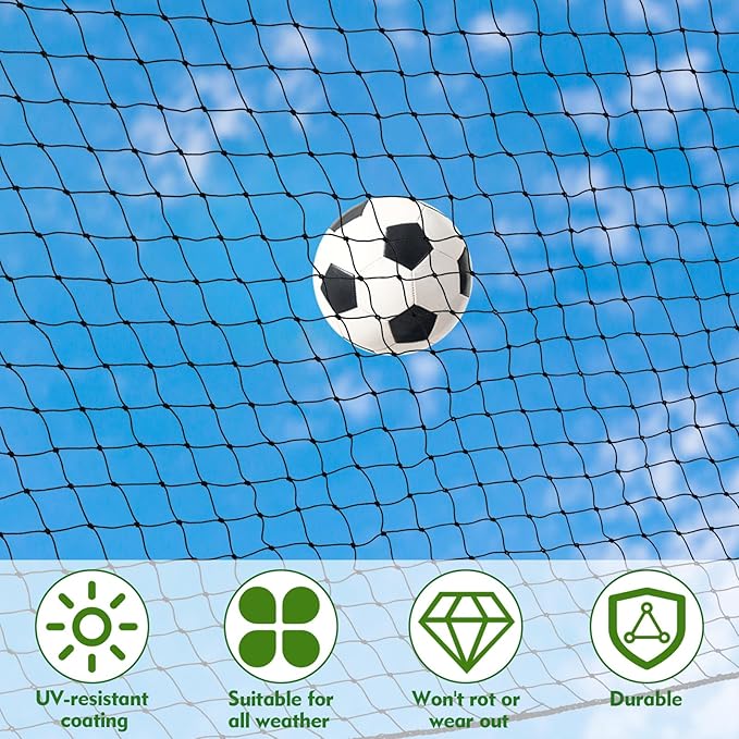 Cricket Ball Stop Net Backstop 66ft x 3ft Post and Net Package for Backyard Heavy Duty Removable Barrier Defensive Netting for Outdoor Yard Dog Fence