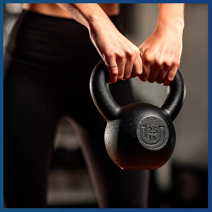 POWDERCOATED Kettlebell [Weights 20lb 25lb 35lb 44lb 50lb] **MADE IN USA** For Men and Women with Wide Grip Handle, Home Gym, Kettle bell for Core Fitness, Strength Training, Fitness & Muscle Building