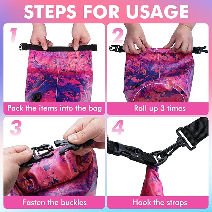VILLEY Dry Bag Waterproof 5L Roll Top Sack Keeps Gear Dry Lightweight Sack for Kayaking Boating Camping Swimming and Beach Adventures Red Camo