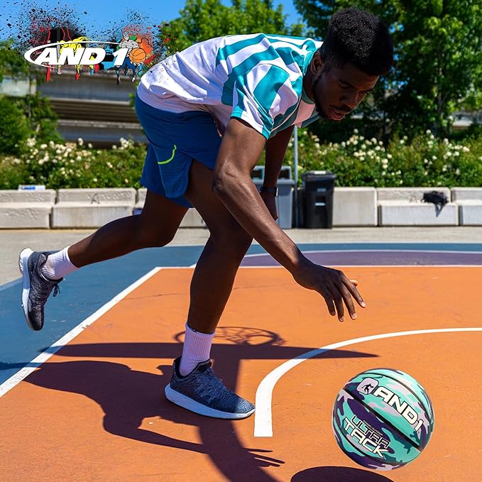 AND1 Ultra Grip Basketball: Official Regulation Size 7 (29.5 inches) Rubber- Deep Channel Construction Streetball, Made for Indoor Outdoor Basketball Games