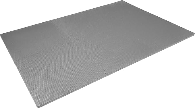ProsourceFit Extra Thick Puzzle Exercise Mat , EVA Foam Interlocking Tiles for Protective, Cushioned Workout Flooring for Home and Gym Equipment, Grey - 3/4 inch - 24 Sq Ft - 6 Tiles