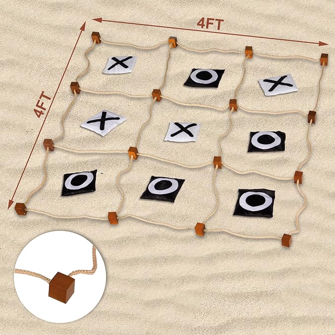 Giant Tic Tac Toe Outdoor Games, Bean Bag Toss for Kids and Adults, 4Ft x 4Ft, Large Backyard Family Game, No Assembly, Indoor Outdoor Play, Portable Giant Lawn Games, Instant Setup