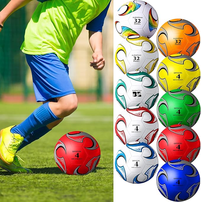 20 Pcs Soccer Balls Bulk with Pump and Net Bag Sport Ball Size 4/5 Outdoor Deflated Soccer Ball for Youth Adult Training Practice Game Match Operation Christmas