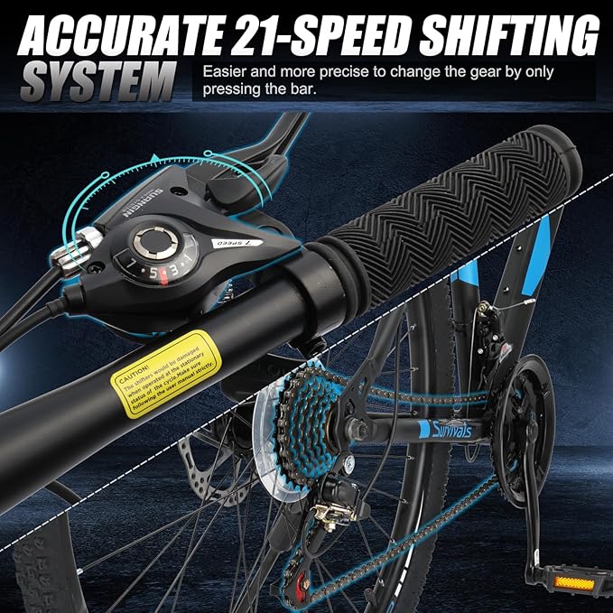 26/27.5" Mountain Bike 21 Speed Bikes for Adults, Men & Women Mountain Bike with High Carbon Steel Frame, All-Terrain Tires, Double Disc Brake and Suspension Fork