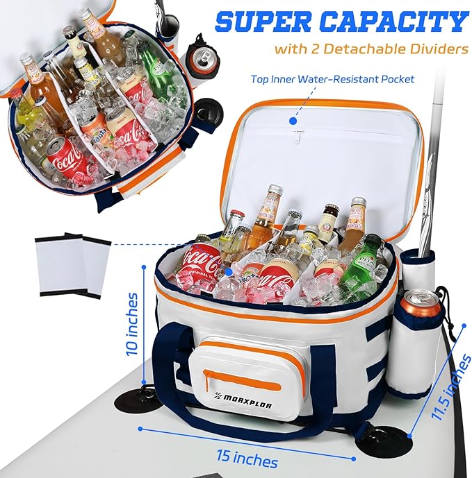 Waterproof Shell 24 cans Paddle Board Cooler Bag, Sup Deck,Kayak Cooler Bag Accessories
