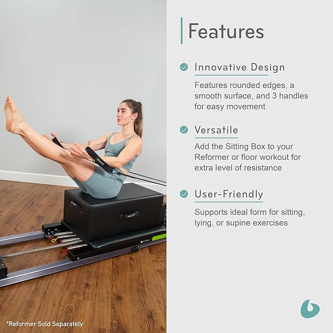 Balanced Body New York Sitting Box for Pilates Reformer, Pilates Equipment for Home Workouts and Professional Studio Use, Fits All Balanced Body Wood Reformers and Metro IQ Reformers
