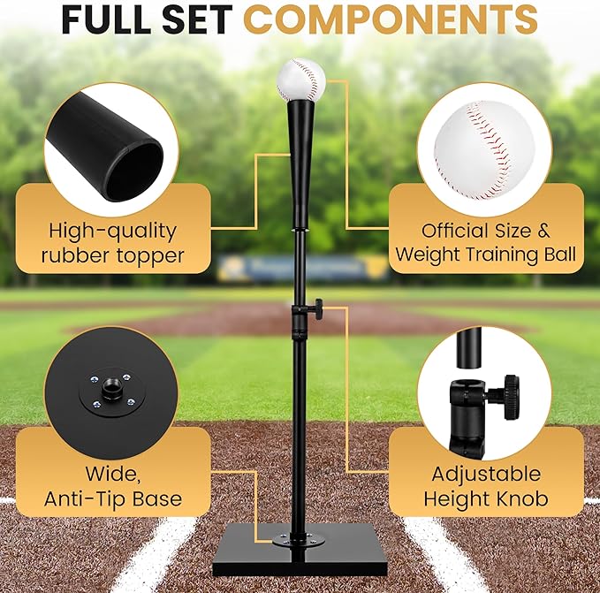 T-Ball Set with Baseball for Adults and Kids 3-5 Softball Tees for Hitting T Ball Batting Tee Teeball Tee Batting Tees for Softball Batting Tees for Softball Tee Ball Set