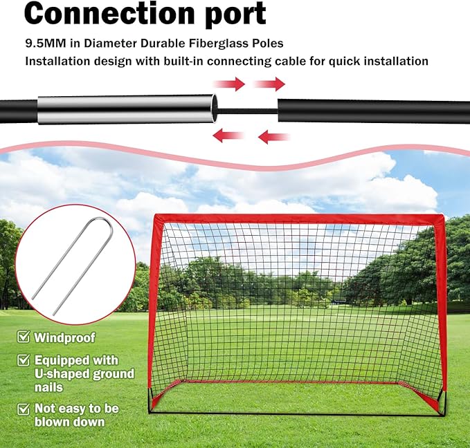 6x4 FT Kids Soccer Goals for Backyard - 2 Pack Soccer Nets, Portable Pop Up Goal Set with Training Mat, Cones, Target & Ball - Soccer Training Equipment Gift for Boys/Girls Ages 3-12