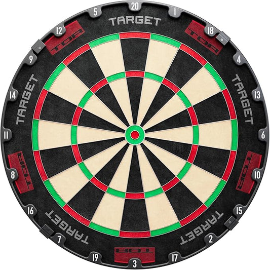 TARGET Darts TOR Dartboard, Steel Tip Dart Board | WDF Approved Competition Standard Dartboards & Fixing Kit, Modern Rotational Number Ring, Premium Madagascan Sisal, Stainless Steel Thin Wire System