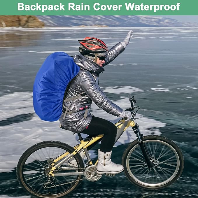 Waterproof Backpack Rain Cover Waterproof Backpack Cover, Bag Rain Cover with A Vertical Reflective Strap for Hiking/Biking/Camping/Outdoor Traveling