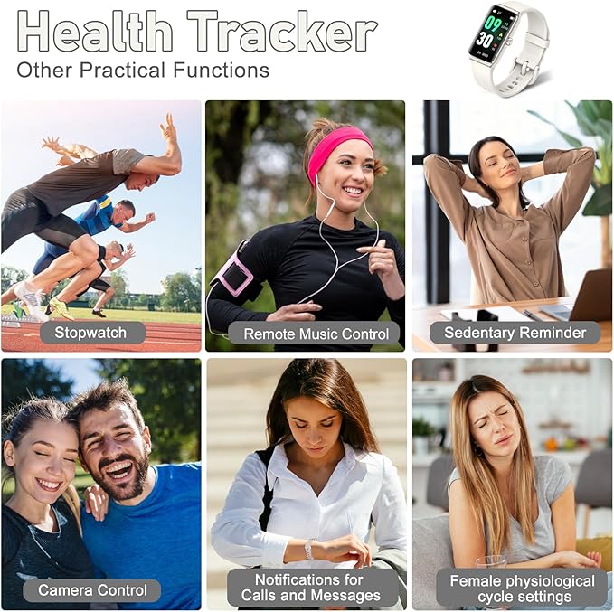 Fitness Tracker with Step Counter/Calories/Stopwatch, Activity Tracker, Health Tracker with Heart Rate Monitor, Sleep Tracker,1.47 Touch Color Screen, Pedometer Watch for Women Men