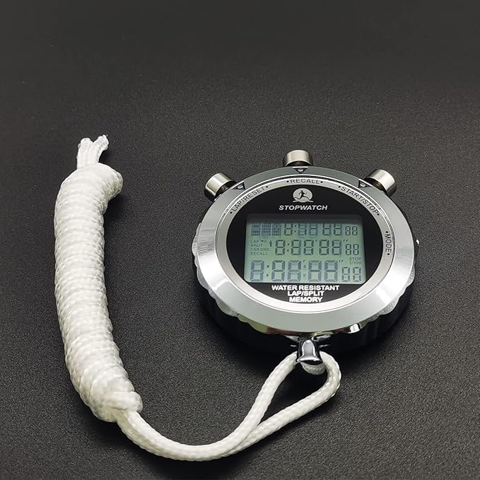 Stopwatch, Metal Stop Watch for Sports 10/100/400 Laps, Stopwatches Timer for Coach Sports Running with 0.01second & 0.001second Timing, Conutdown, Alarm