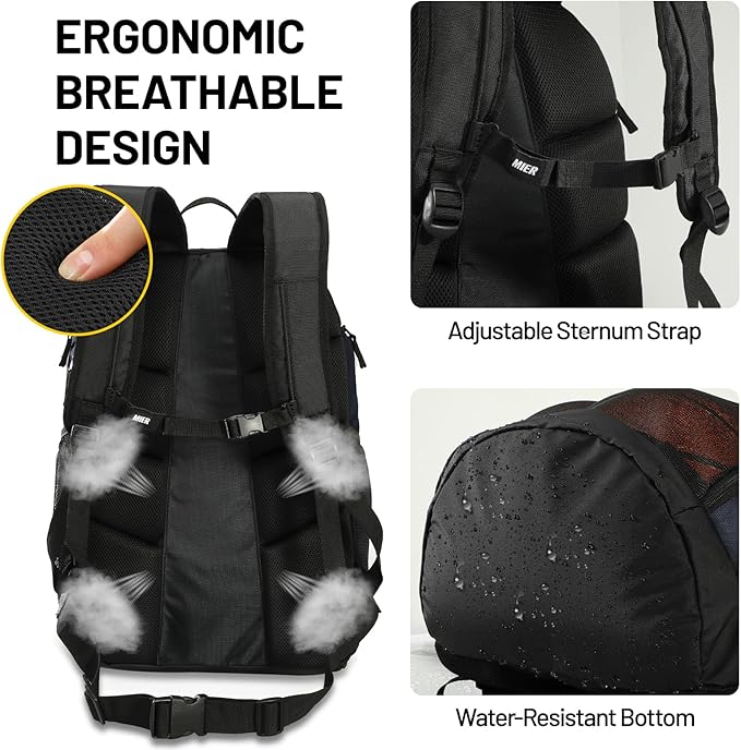 MIER Gym Backpack 40L Basketball Backpack with Ball Compartment & Shoes Storage Multi-Functional Sports Soccer Bag Large Equipment Back Pack Volleyball Backpacks for Men Women