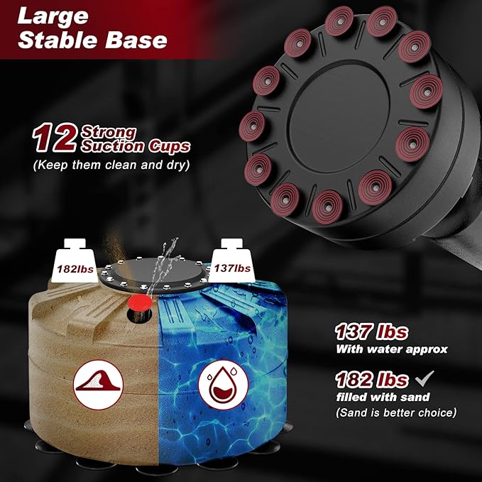 XDDIAS Punching Bag with Stand, 70'' Freestanding Punching Bag for Adult, Heavy Boxing Bag with Suction Cup Base Kickboxing Bag for MMA Muay Thai Fitness