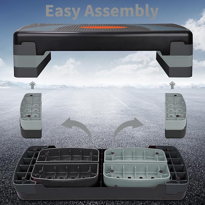 Exercise Workout Aerobic Step Platform Trainer, 31" Aerobic Stepper with 4"-6"-8" Adjustable Height Risers