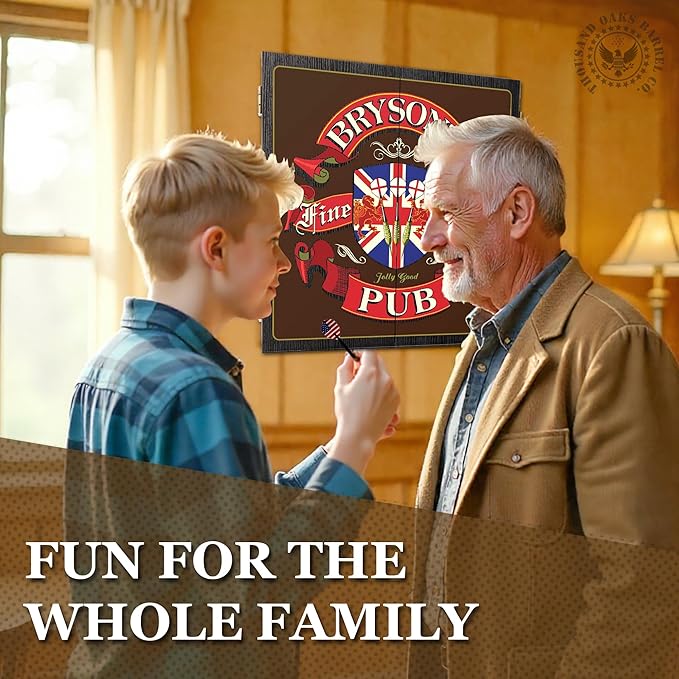 THOUSAND OAKS BARREL CO. | Personalized Dartboard & Cabinet Set with 6 Steel Tip Darts