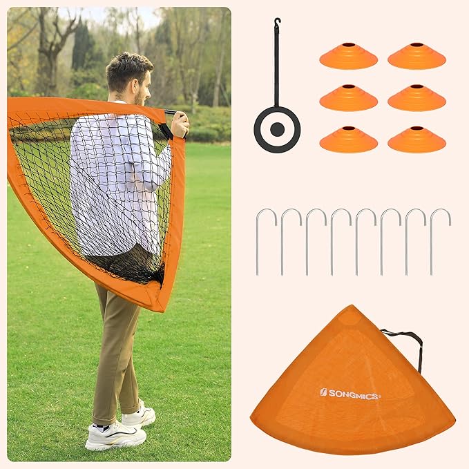 SONGMICS Kids Soccer Goals for Backyard, 4x3 ft Portable Soccer Nets Training Equipment, Toddler Soccer Goal with Carrying Bag, for Field