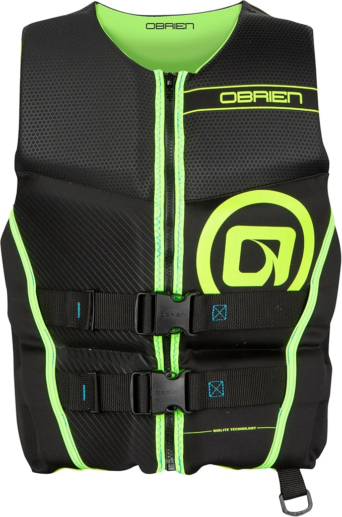 O'Brien Flex V-Back Life Jacket – Coast Guard Approved Adult Life Vest with Flex Fit Design, Lightweight Foam & Front Zip Closure for Watersports, Boating, and Jet Skiing