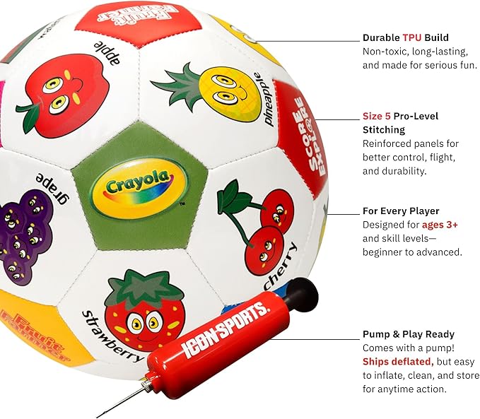 Crayola Score N’ Explore Officially Licensed 5” Color Ball, Interactive Coloring Soccer Ball for Kids, Fun Learning Toy Activity Ball