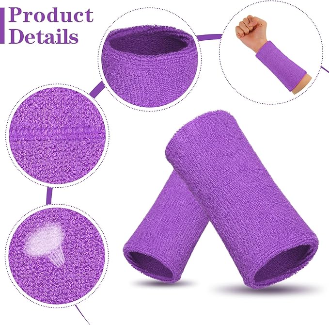 WILLBOND 6 Inch Wrist Sweat Bands for Men Women Tennis Elastic Athletic Long Sweatband Wrist Absorbent for Basketball Tennis Running Outdoor Activity