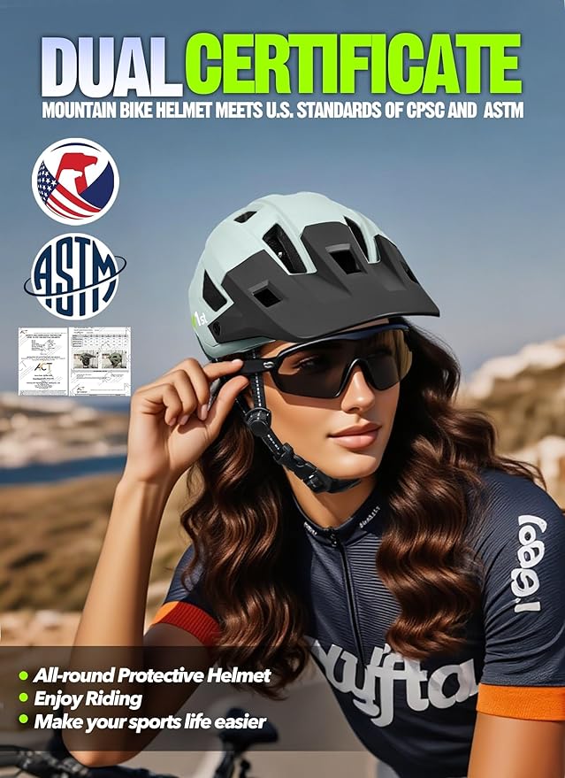 Mountain Bike Helmet for Adults & Youth Lightweight Impact-Resistant with Adjustable Dial & Removable Visor Unisex Helmet for Mountain Biking Bicycle Clcying