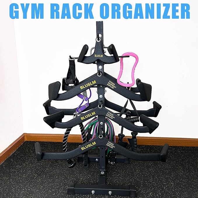 Cable Attachment Rack for Lat Pull Down Bar, Heavy Duty Steel Lat Bar Organizer, Gym Storage Rack for LAT Pulldown Attachments
