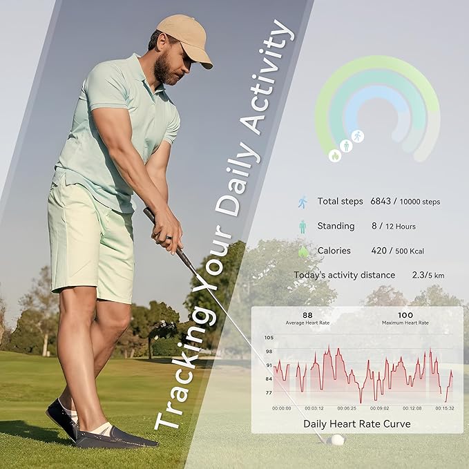 Health Smart Ring for Men Women, Fitness Tracker with Heart Rate/Blood Pressure/Blood Oxygen Monitor,Sleep Tracker,Pedometer, IP68 Waterproof Ring for iPhone&Android, No Subscription (Black, Size11）